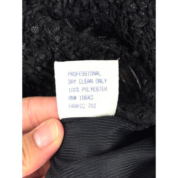 VTG Earl Rutenberg Black Cropped Textured Jacket Blazer Button LARGE Women's - Picture 9 of 10